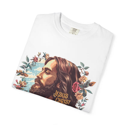 Garment-Dyed T-shirt featuring Jesus Christ Design, Spiritual Gift, Faith-Based Apparel, Casual Wear, Christian T-shirt, Religious Decor
