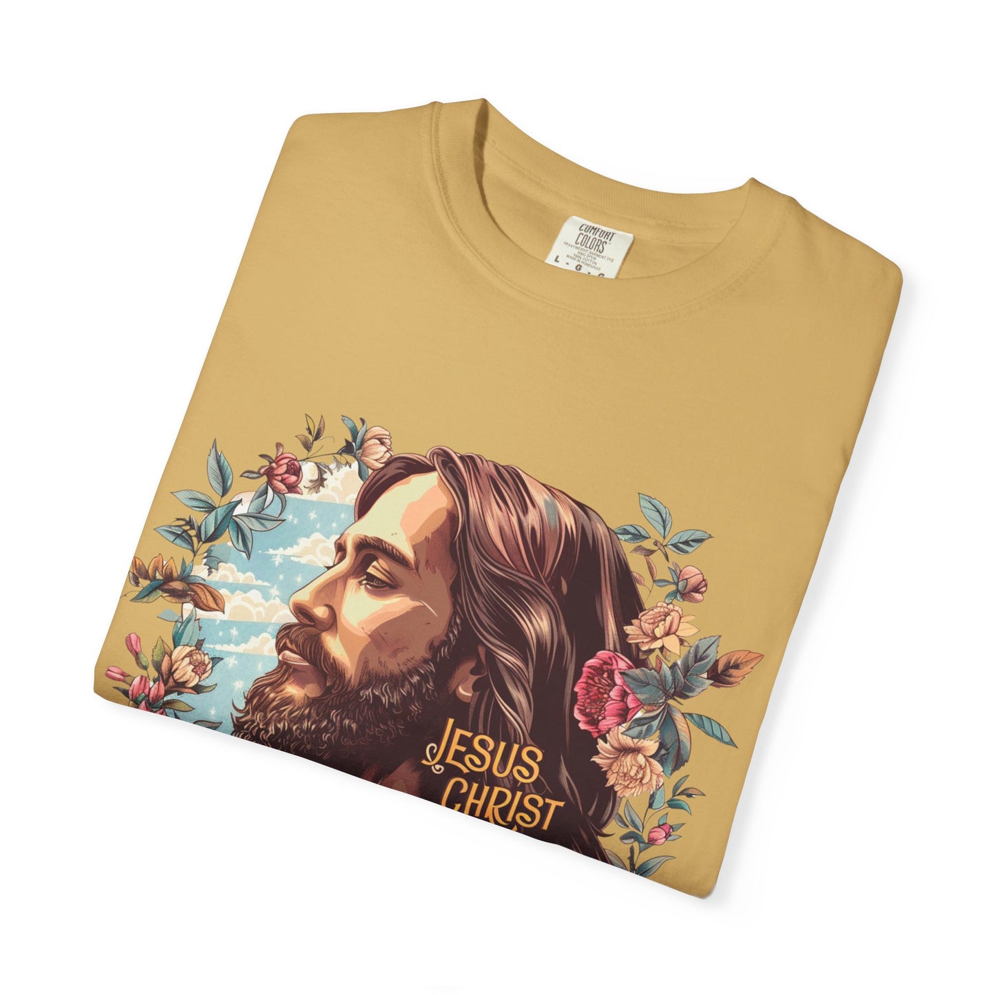 Garment-Dyed T-shirt featuring Jesus Christ Design, Spiritual Gift, Faith-Based Apparel, Casual Wear, Christian T-shirt, Religious Decor