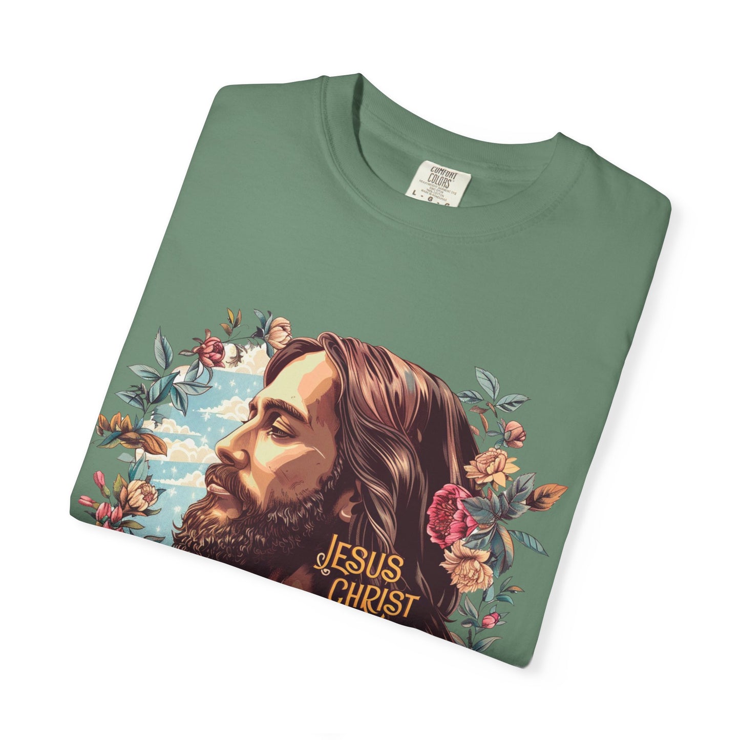 Garment-Dyed T-shirt featuring Jesus Christ Design, Spiritual Gift, Faith-Based Apparel, Casual Wear, Christian T-shirt, Religious Decor