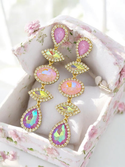 Lilac Dangle Rhinestone Crystal Earrings