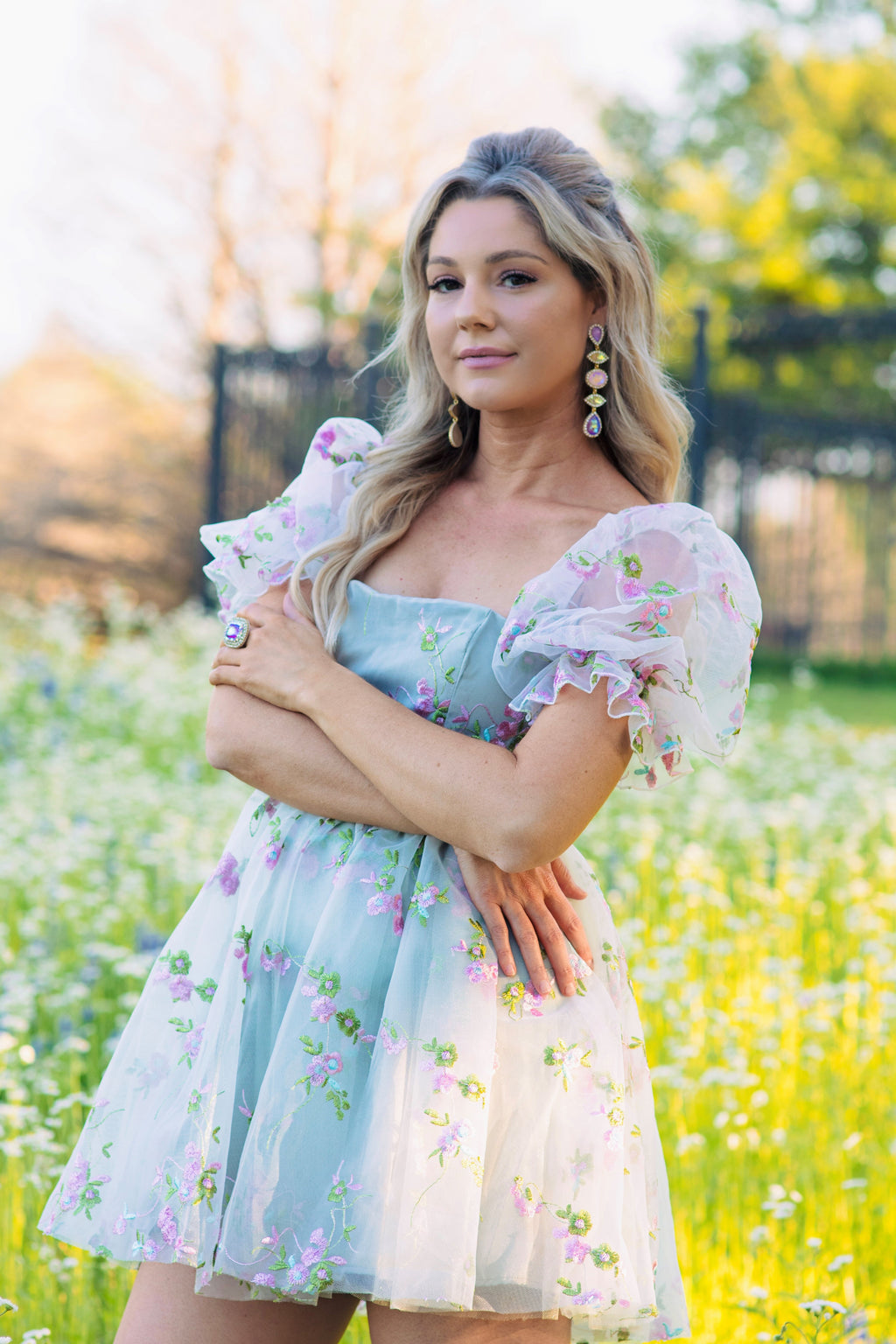 Lilac Dangle Rhinestone Crystal Earrings