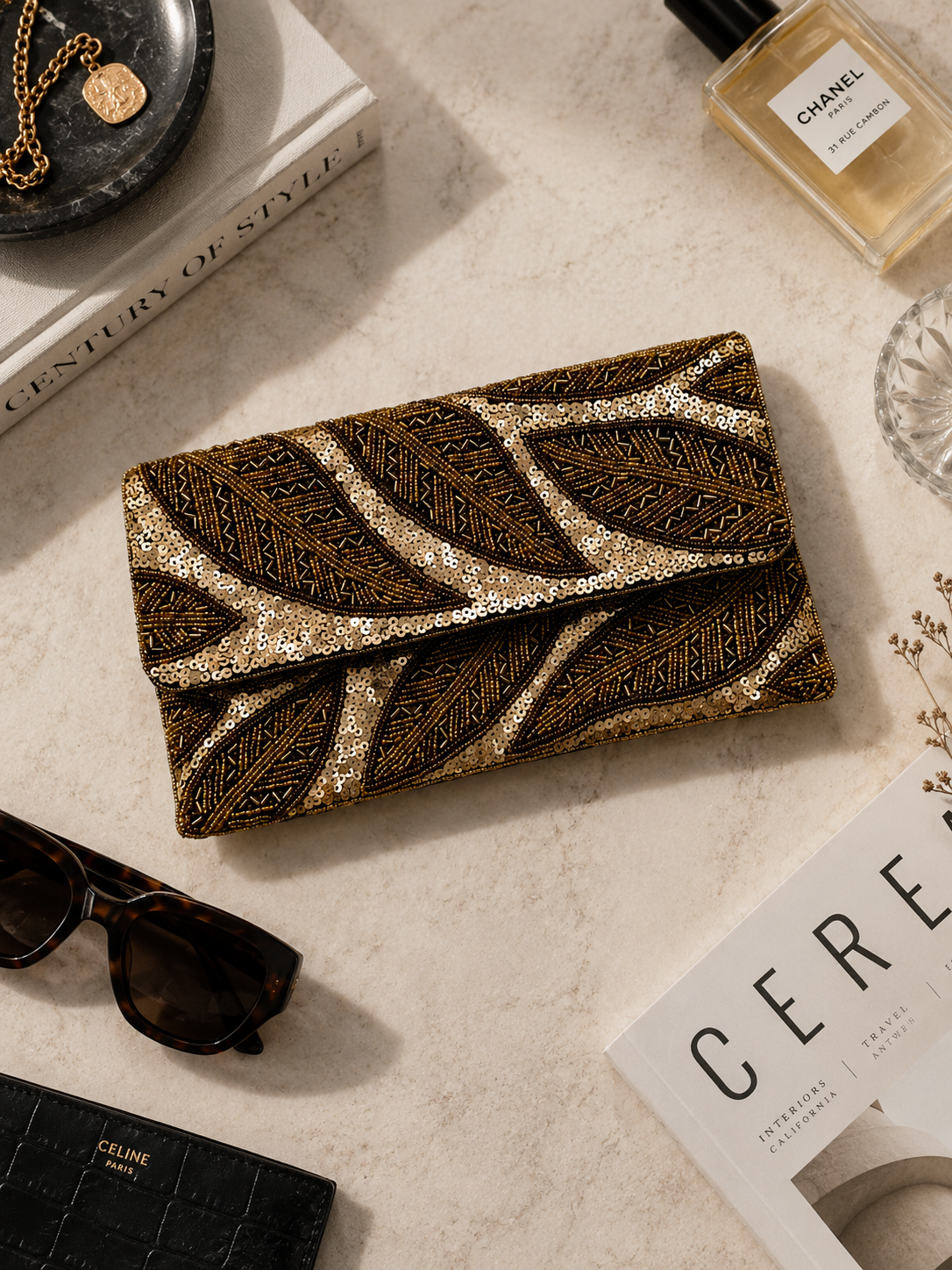 Gilded Leaf Clutch