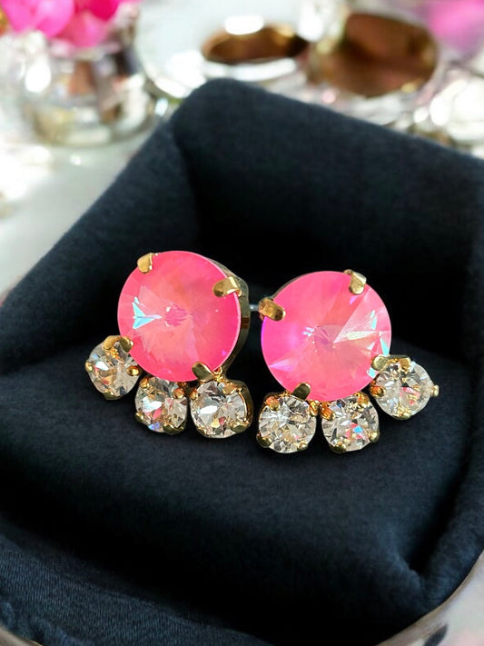 Hot Pink Swarovski Crystal Stud Earrings