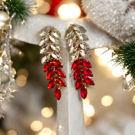 Red Rhinestone Dangle Earrings