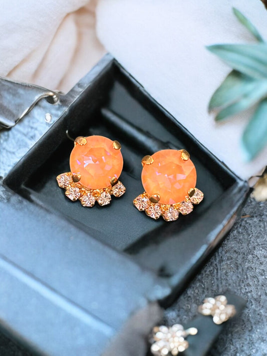 Peach Swarovski Crystal Stud Earrings