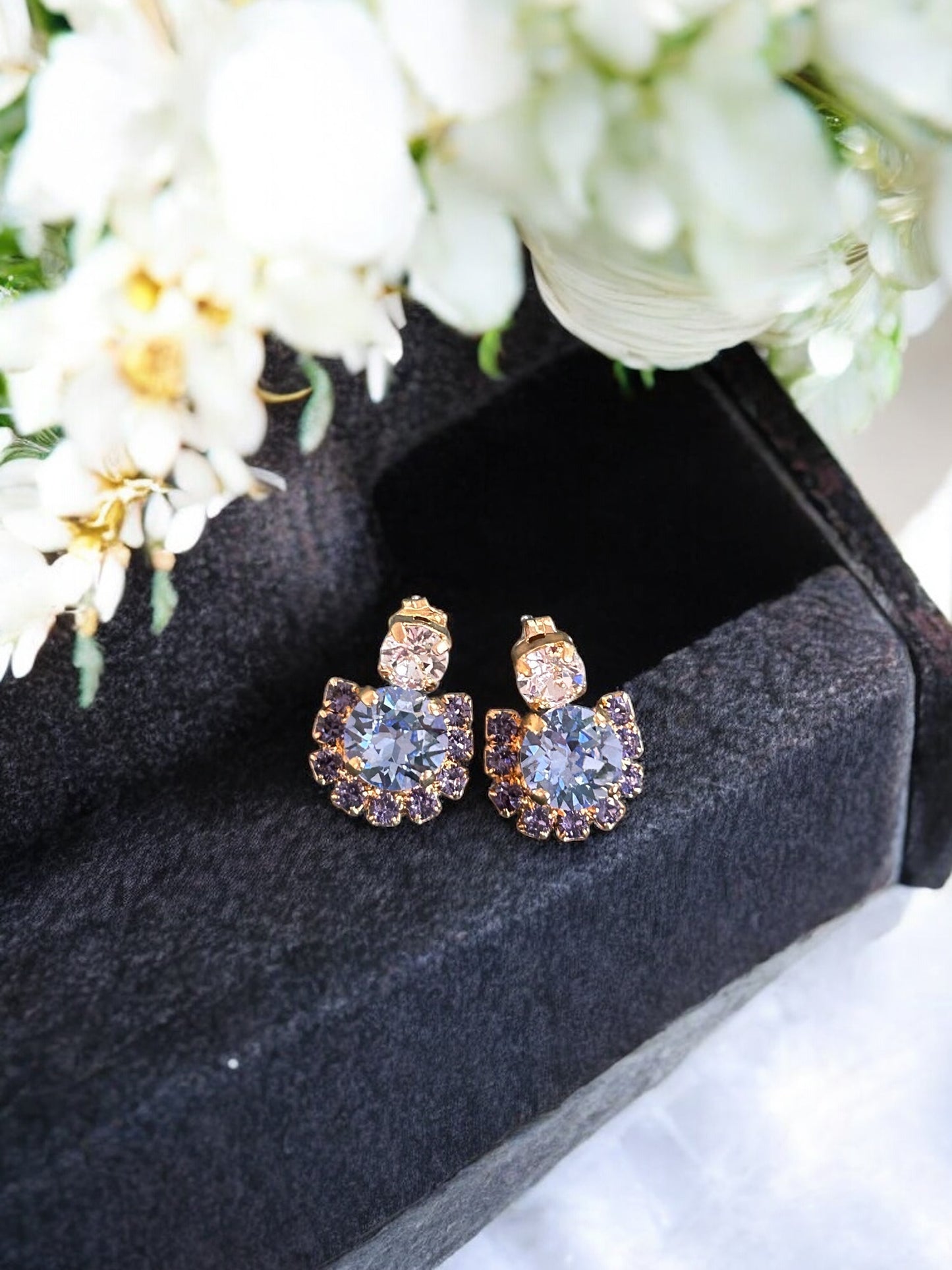 Blue Swarovski Crystal Stud Earrings