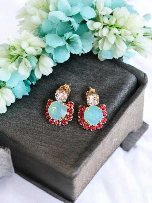 Turquoise Swarovski Crystal Stud Earrings