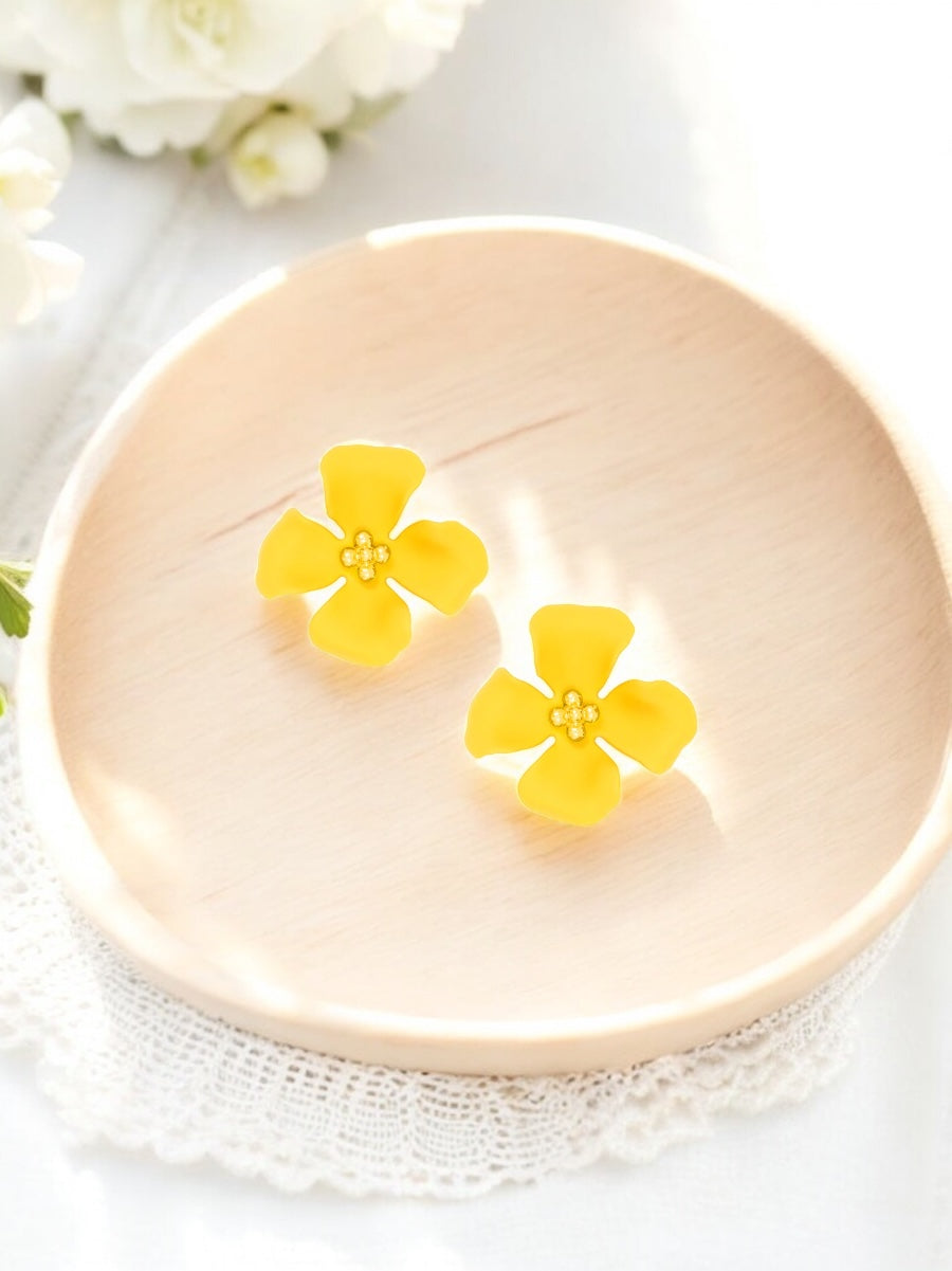 Yellow Flower Stud Earrings