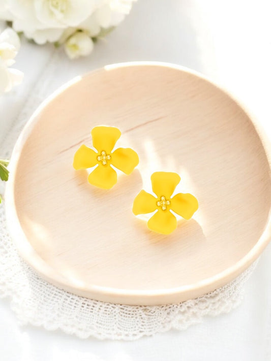 Yellow Flower Stud Earrings