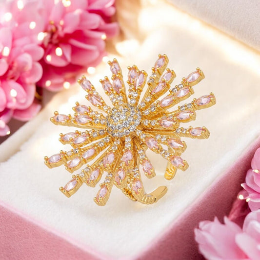 Supernova 18K Gold Plated CZ Adjustable Ring