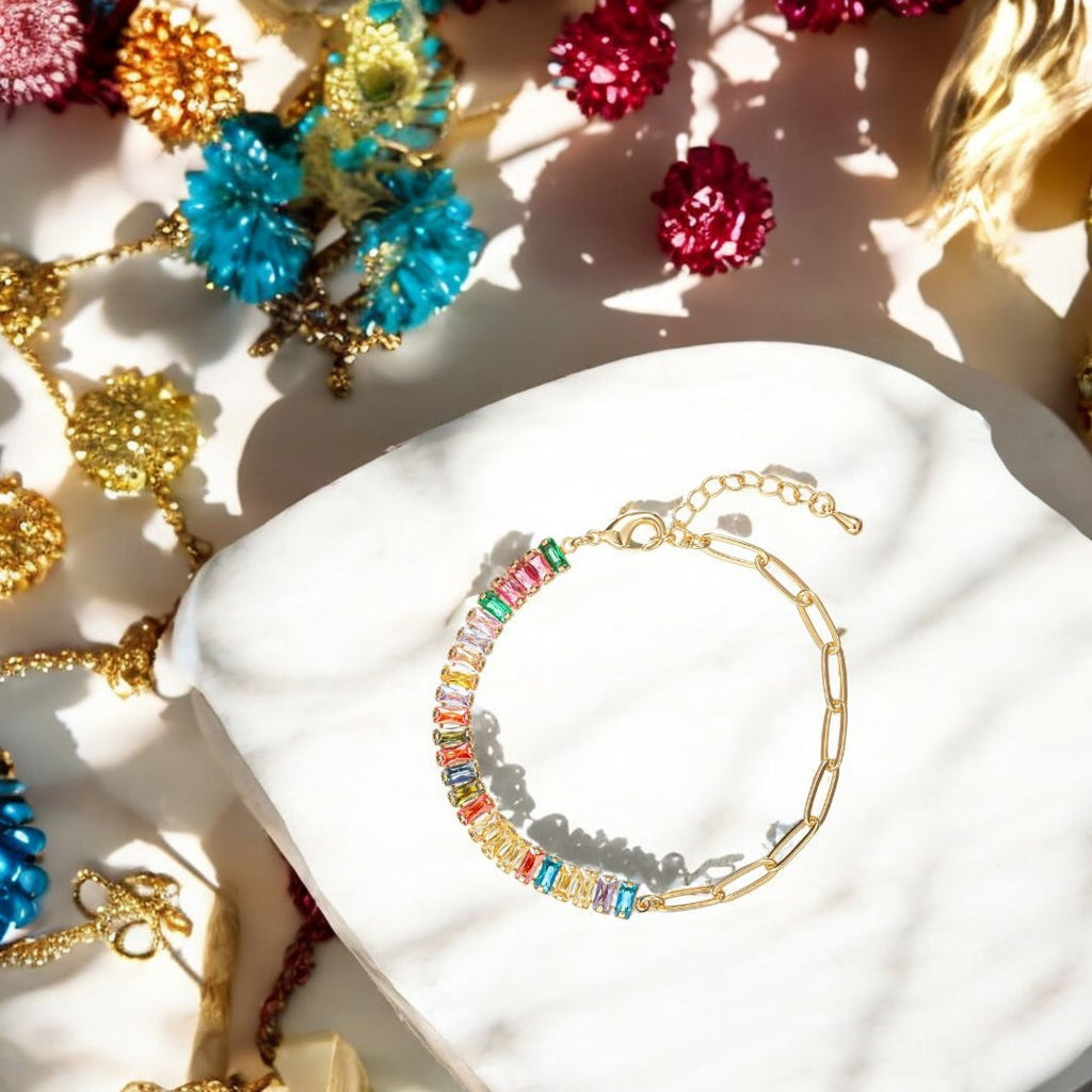 Sara CZ Paperclip Bracelet