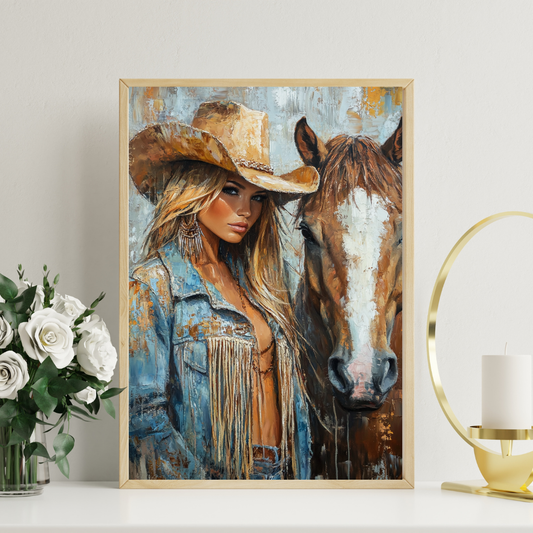 Western Fashion Girl with Horse