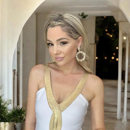 Gold Chunky Crystal Rhinestone Hoop Earrings