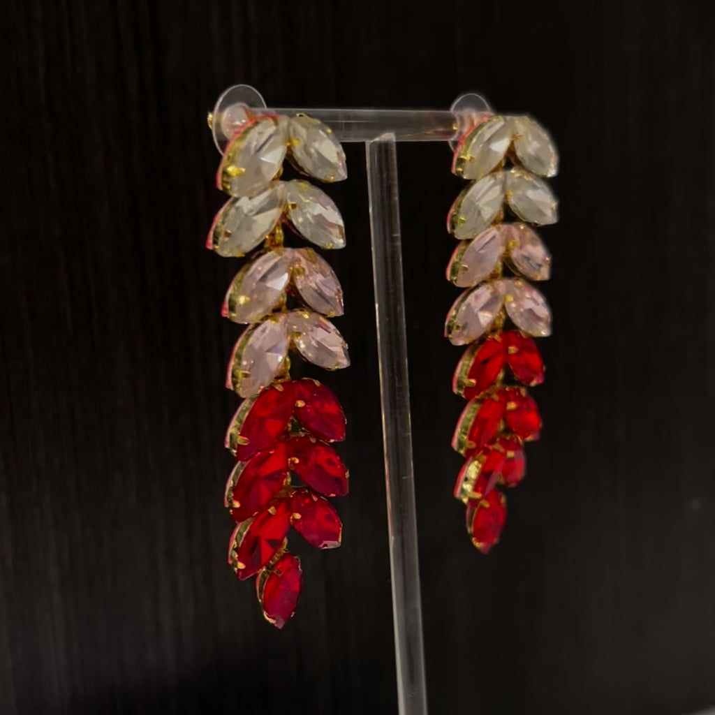 Red Rhinestone Dangle Earrings