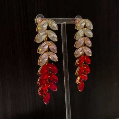 Red Rhinestone Dangle Earrings