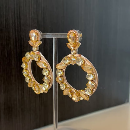 Gold Chunky Crystal Rhinestone Hoop Earrings