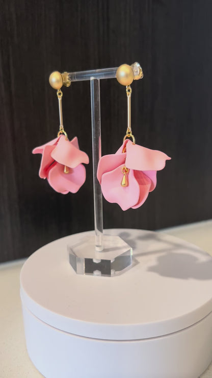 Flower Petal Resin Drop Earrings