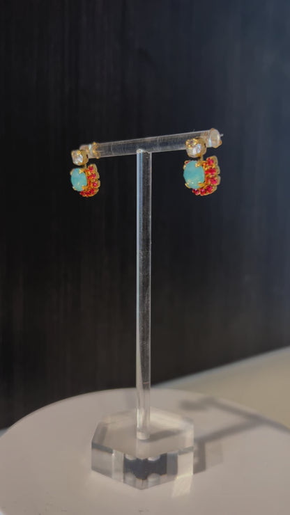 Turquoise Swarovski Crystal Stud Earrings
