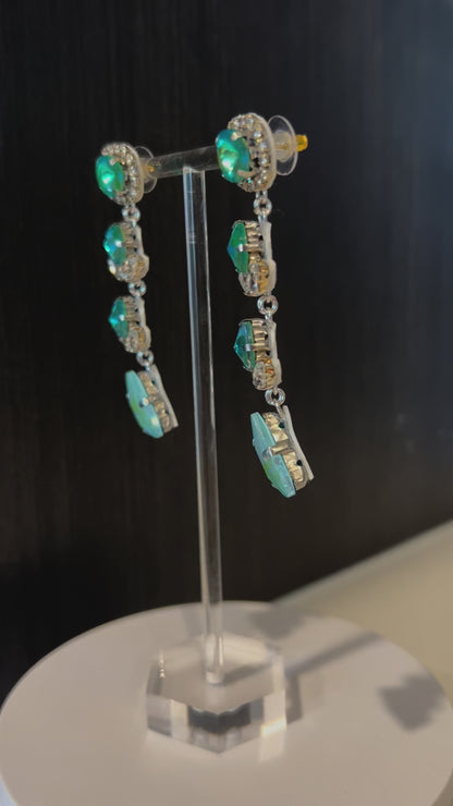 Turquoise & Mint Rhinestone Earrings