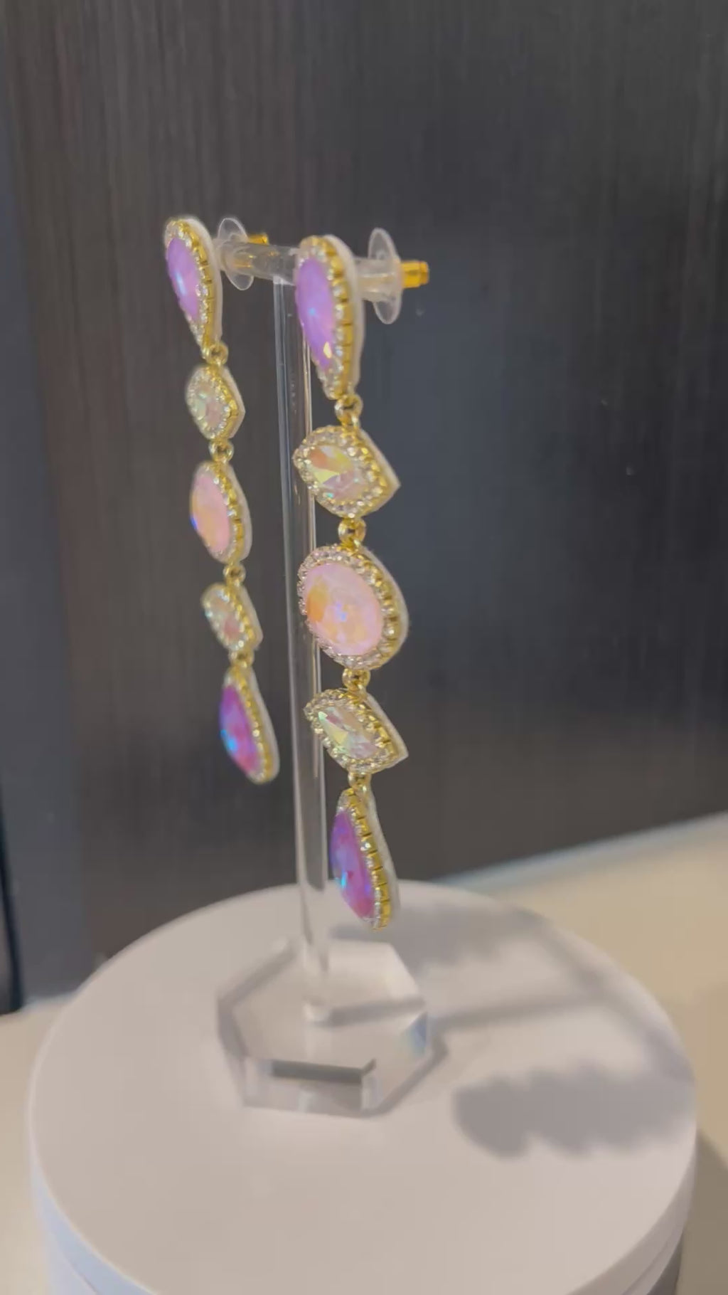 Lilac Dangle Rhinestone Crystal Earrings