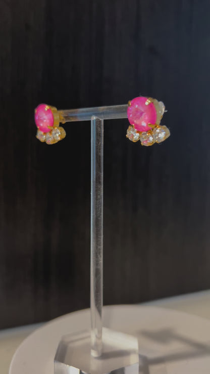 Hot Pink Swarovski Crystal Stud Earrings