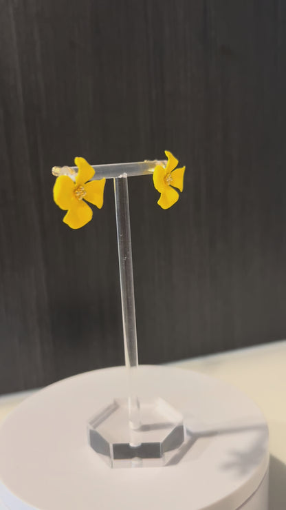 Yellow Flower Stud Earrings