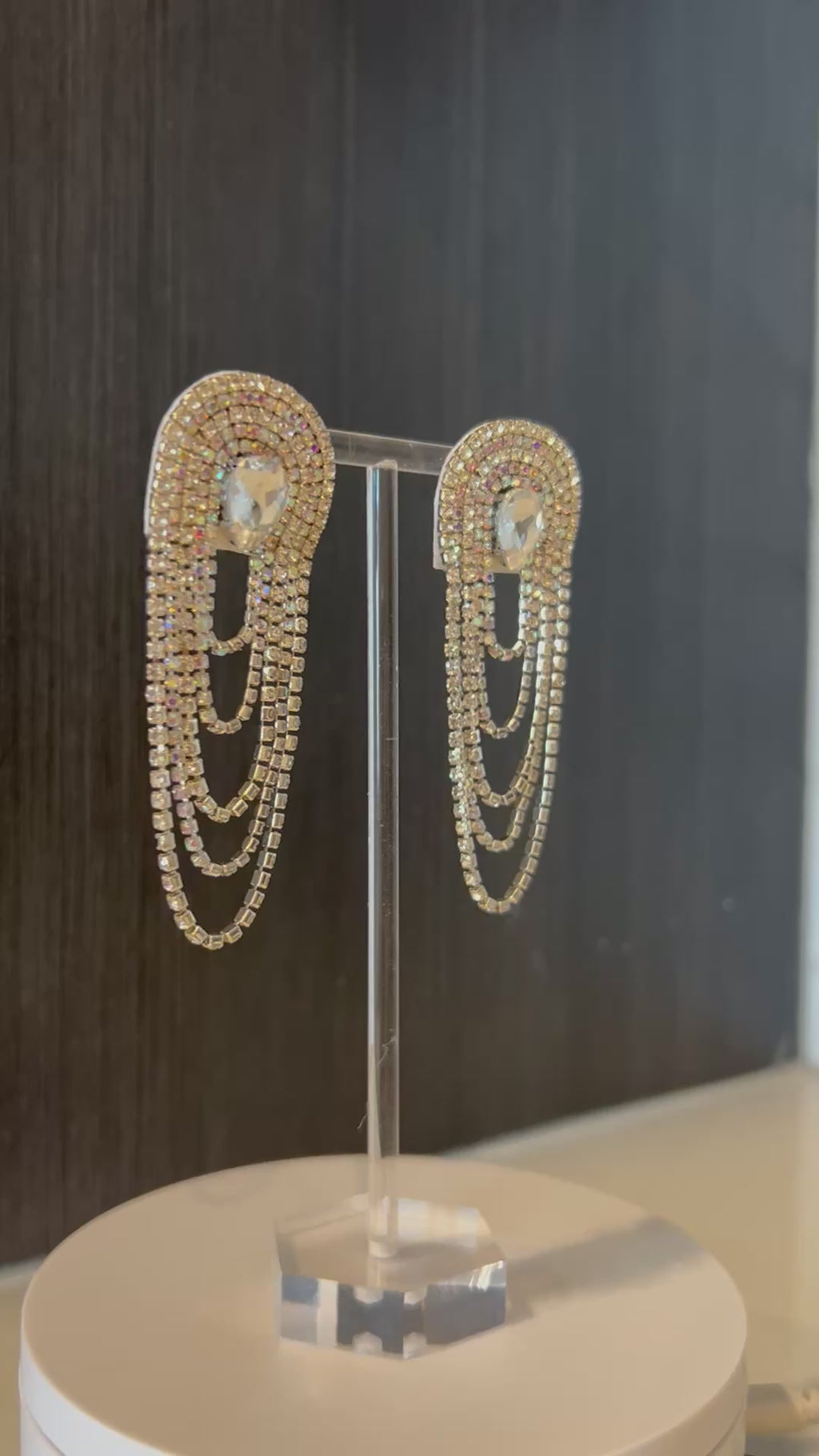Silver Rhinestone Crystal Chandelier Earrings