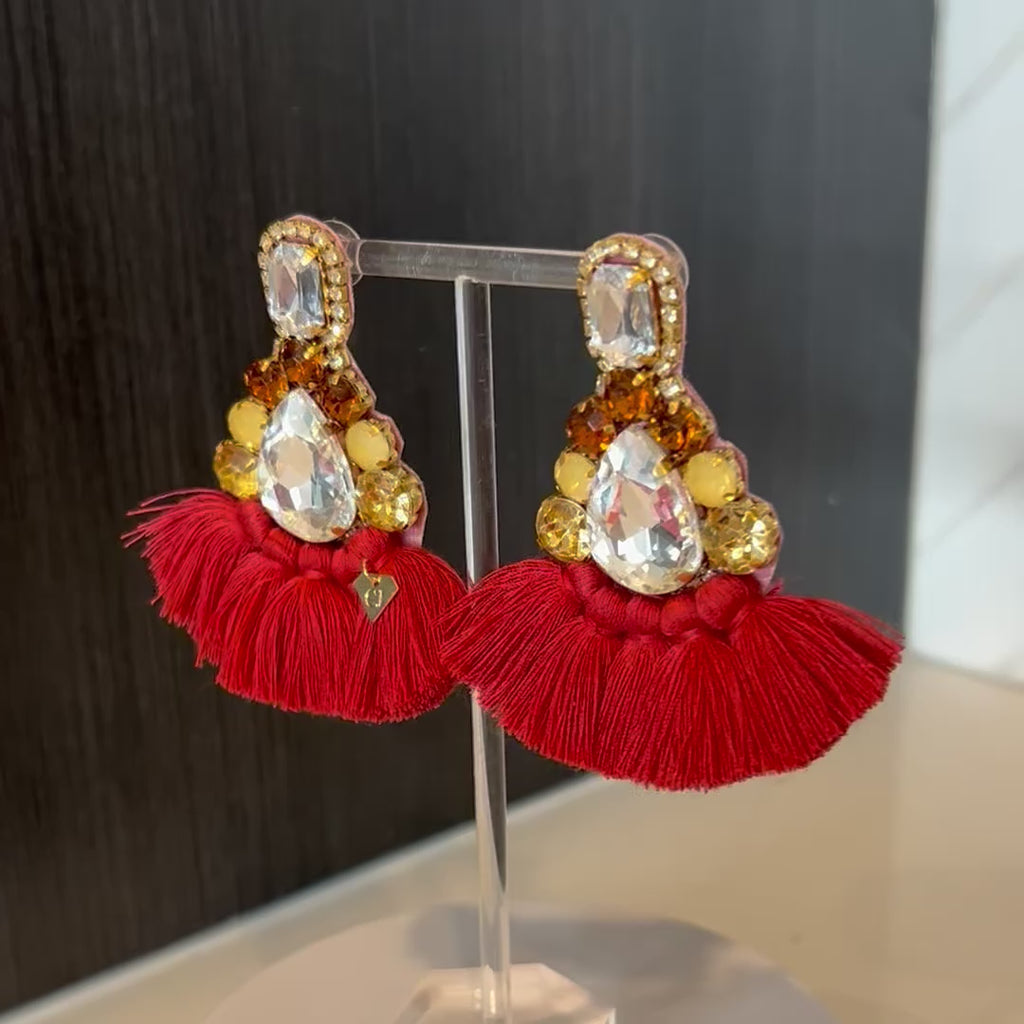 The Calista Earrings - Crimson Rose