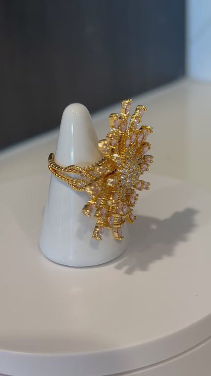 Supernova 18K Gold Plated CZ Adjustable Ring