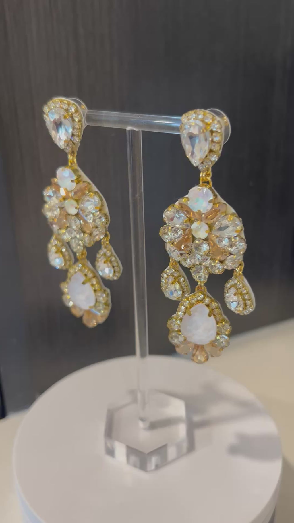 Gold Rhinestone Bohemian Chandelier Earrings